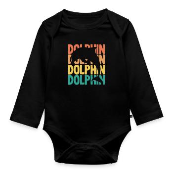 Retro dolphin silhouette for sea lovers - Organic Longsleeve Baby Bodysuit - black - Front