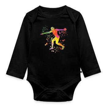 Diskuswerfer Colorsplash Diskuswurf - Baby Bio-Langarm-Body - Schwarz - Vorne