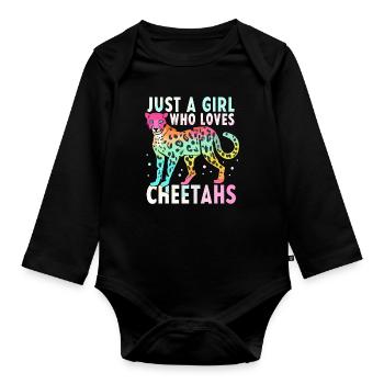 Juste une fille qui aime les guépards Gepard - Body Bébé bio manches longues - noir - Devant