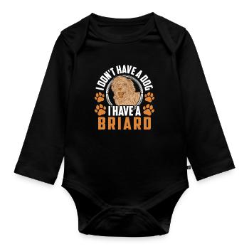 Ich habe einen Briard Berger de Brie - Baby Bio-Langarm-Body - Schwarz - Vorne