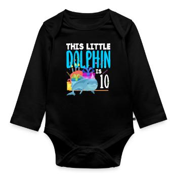 Ce petit dauphin a 10 10 ans - Body Bébé bio manches longues - noir - Devant