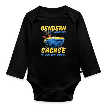 Gendern Tshirt Herren Damen Lustig Witzig Spruch - Baby Bio-Langarm-Body - Schwarz - Vorne