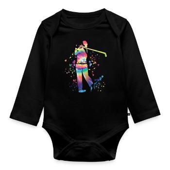 Golfer Colorsplash Golf miniature pour enfants - Body Bébé bio manches longues - noir - Devant
