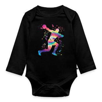 Diskuswerfer Colorsplash Diskuswurf - Baby Bio-Langarm-Body - Schwarz - Vorne