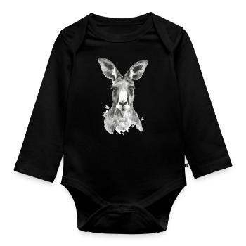Kangaroo - Organic Longsleeve Baby Bodysuit - black - Front