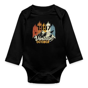 Born October 1997 - Birthday October 1997 - Organic Longsleeve Baby Bodysuit - black - Front
