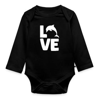 Love Dolphin Ocean Animal Lovers Art - Organic Longsleeve Baby Bodysuit - black - Front