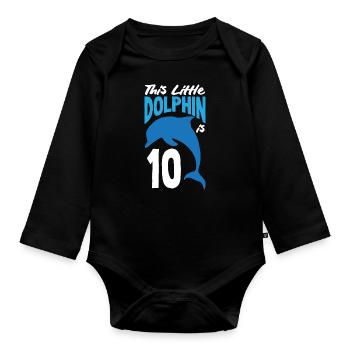 Ce petit dauphin a 10 10 ans - Body Bébé bio manches longues - noir - Devant