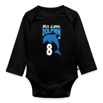 Dieser Kleine Delphin Ist 8 8. Geburtstag - Baby Bio-Langarm-Body - Schwarz - Vorne