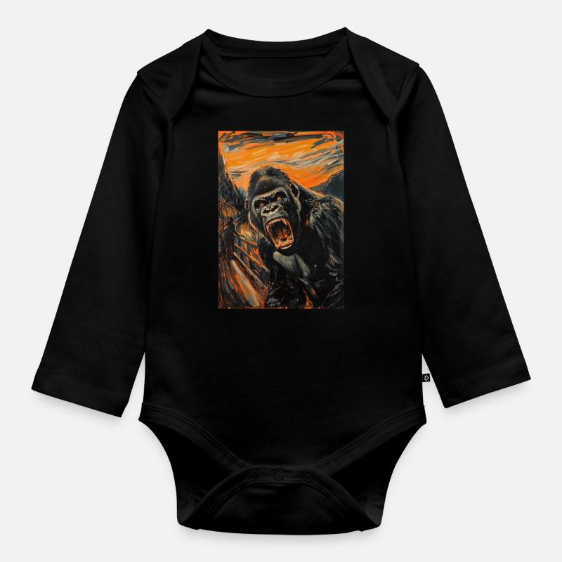 Gorilla - Baby Bio-Langarm-Body - Schwarz