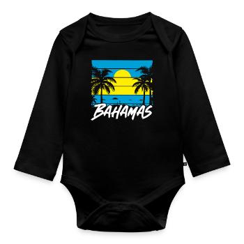Bahamas Karibik Insel Atlantik Sommer Geschenk - Baby Bio-Langarm-Body - Schwarz - Vorne