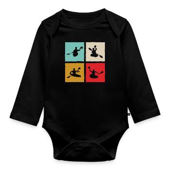 Kanupolo Canoe Polo Spieler Retro Style - Baby Bio-Langarm-Body - Schwarz - Vorne