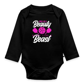 On dirait une beauté, joue comme un animal - Body Bébé bio manches longues - noir - Devant