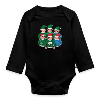 Elfes Noël laid Noël Noël Père Noël - Body Bébé bio manches longues - noir - Devant