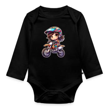 Motocross Filles - Body Bébé bio manches longues - noir - Devant