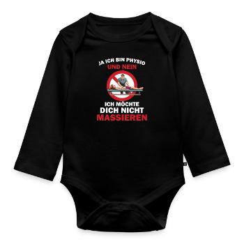 Physiotherapeut Geschenk Physio Physiotherapie - Baby Bio-Langarm-Body - Schwarz - Vorne