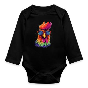 Chicken Sonnenbrille - Baby Bio-Langarm-Body - Schwarz - Vorne