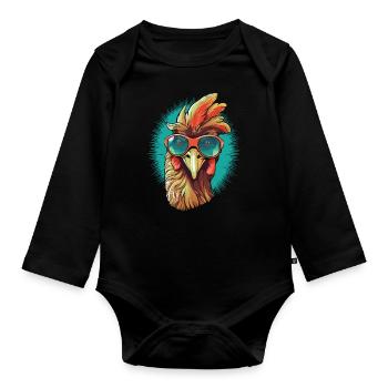 Chicken Sonnenbrille - Baby Bio-Langarm-Body - Schwarz - Vorne