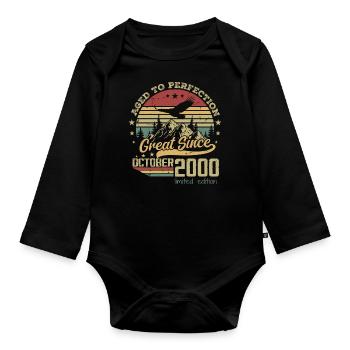 24 years Old Aged to Perfection born: October 2000 - Organic Longsleeve Baby Bodysuit - black - Front