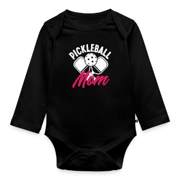 Maman de pickleball Fière mère de joueurs - Body Bébé bio manches longues - noir - Devant