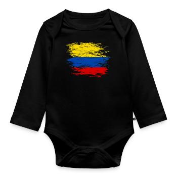 Kolumbien Flagge used - Baby Bio-Langarm-Body - Schwarz - Vorne