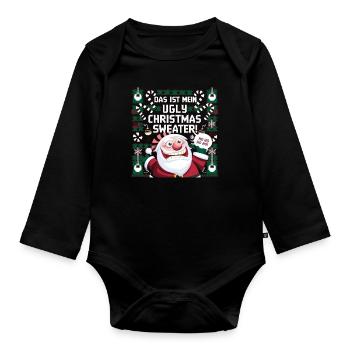 Pull de Noël moche Weihnachten Noël Père Noël - Body Bébé bio manches longues - noir - Devant