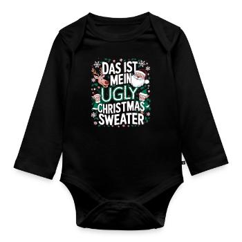 Pull de Noël moche Weihnachten Noël Père Noël - Body Bébé bio manches longues - noir - Devant