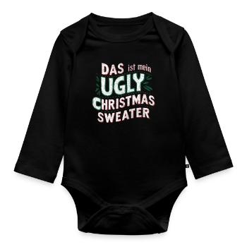 Pull de Noël moche Weihnachten Noël Père Noël - Body Bébé bio manches longues - noir - Devant