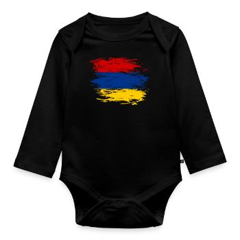 Armenien Flagge used - Baby Bio-Langarm-Body - Schwarz - Vorne