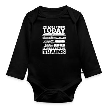Ce dont j’ai besoin aujourd’hui De nombreux trains - Body Bébé bio manches longues - noir - Devant