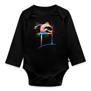 Hurdle Run Obstacle Course Kids Hurdle Run - Organic Longsleeve Baby Bodysuit - black - Front