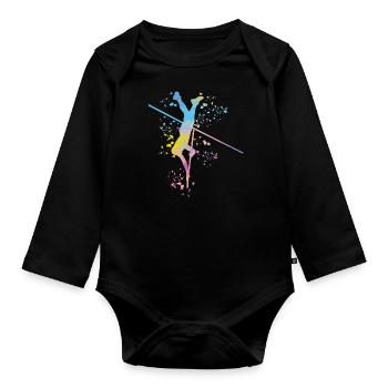 Stabhochspringer Kids Stabhochsprung - Baby Bio-Langarm-Body - Schwarz - Vorne
