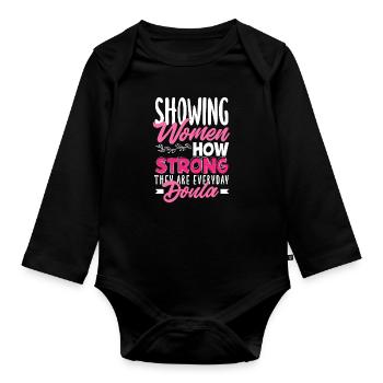 Doula Geschenk Doula Doulas - Baby Bio-Langarm-Body - Schwarz - Vorne