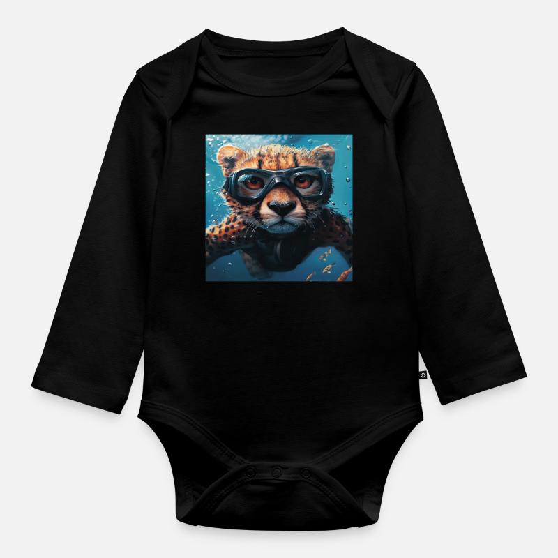 Guépard - Body Bébé bio manches longues - noir