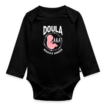 Doula Geschenk Doula Doulas - Baby Bio-Langarm-Body - Schwarz - Vorne