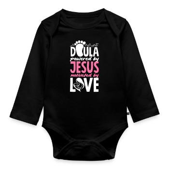 Doula Geschenk Doula Doulas - Baby Bio-Langarm-Body - Schwarz - Vorne