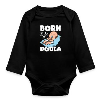 Doula Geschenk Doula Doulas - Baby Bio-Langarm-Body - Schwarz - Vorne