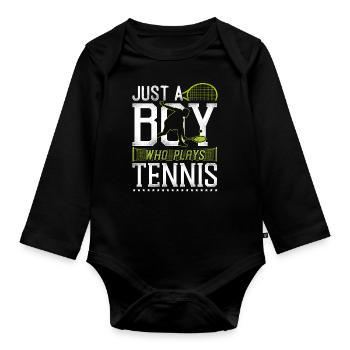 Funny Tennis Player Racket Boy - Baby Bio-Langarm-Body - Schwarz - Vorne