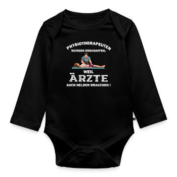 Physiotherapeut Geschenk Physio Physiotherapie - Baby Bio-Langarm-Body - Schwarz - Vorne