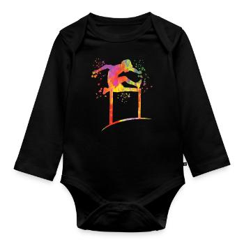 Hurdle Run Obstacle Course Kids Hurdle Run - Organic Longsleeve Baby Bodysuit - black - Front