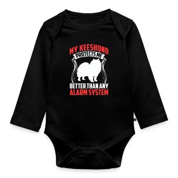 Wolfspitz me protège mieux Keeshond - Body Bébé bio manches longues - noir - Devant