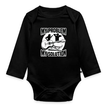 Folk Music Enthusiast My Problem My Pictogram Dad - Baby Bio-Langarm-Body - Schwarz - Vorne