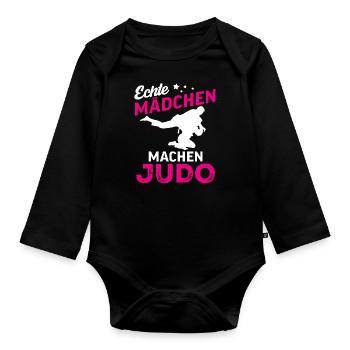 echte mädchen machen judo - Baby Bio-Langarm-Body - Schwarz - Vorne