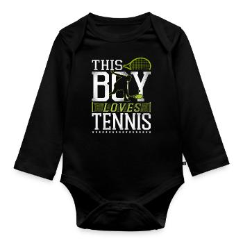 Funny Tennis Player Racket Boy - Baby Bio-Langarm-Body - Schwarz - Vorne