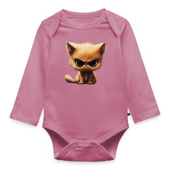 Drôle en colère chat lundi pas maintenant - Body Bébé bio manches longues - mauve - Devant
