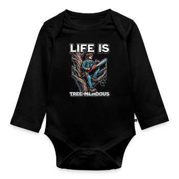 Arborist Life Is Tree-Mendous Tree Technician - Baby Bio-Langarm-Body - Schwarz - Vorne