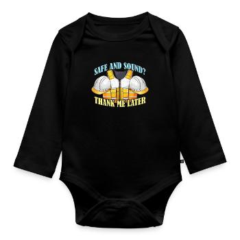 Safety Officer Safe And Sound Thank Safety Manager - Organic Longsleeve Baby Bodysuit - black - Front