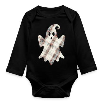 Cute Ghost Scotland Ghost Tartan Halloween - Organic Longsleeve Baby Bodysuit - black - Front