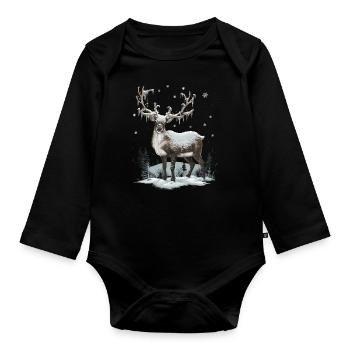 Rentier Reh Xmas Reindeer Christmas Weihnachten - Baby Bio-Langarm-Body - Schwarz - Vorne