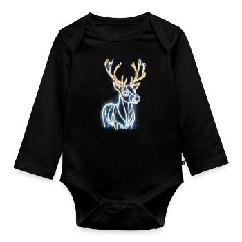 Rentier Reh Xmas Reindeer Christmas Weihnachten - Baby Bio-Langarm-Body - Schwarz - Vorne